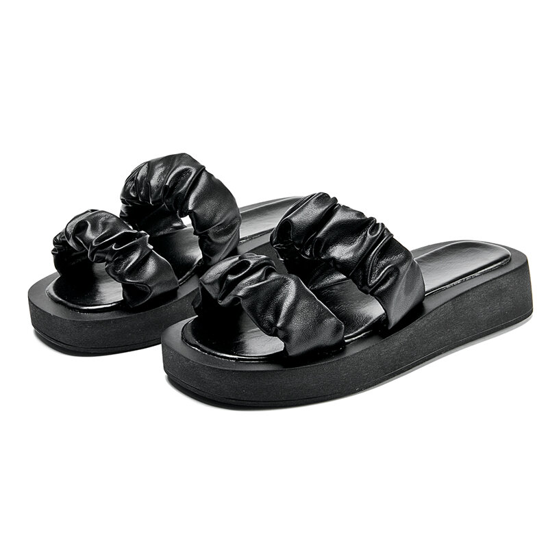 AIYUQI-أحذية شاطئ مريحة بمقدمة مفتوحة للنساء ، نعال مسطحة ، كبيرة الحجم ، بلون واحد ، جديد ، صيف ،
