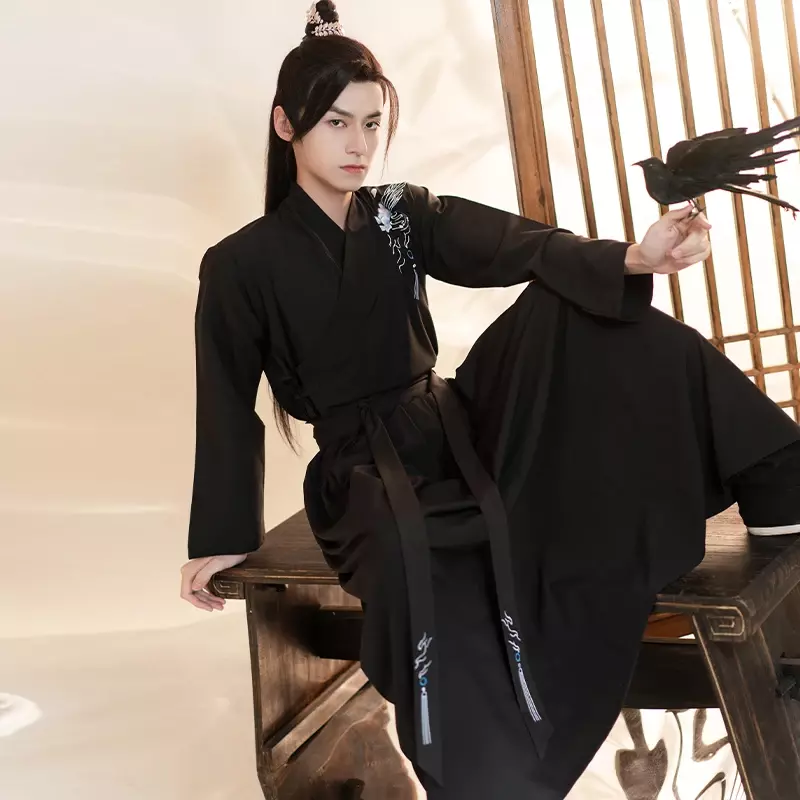 هانفو الجلباب الرجال النمط الصيني التقليدي السيوف مرحلة تأثيري الملابس رجل اليابانية الساموراي زوجين القديمة الشعبية تانغ دعوى