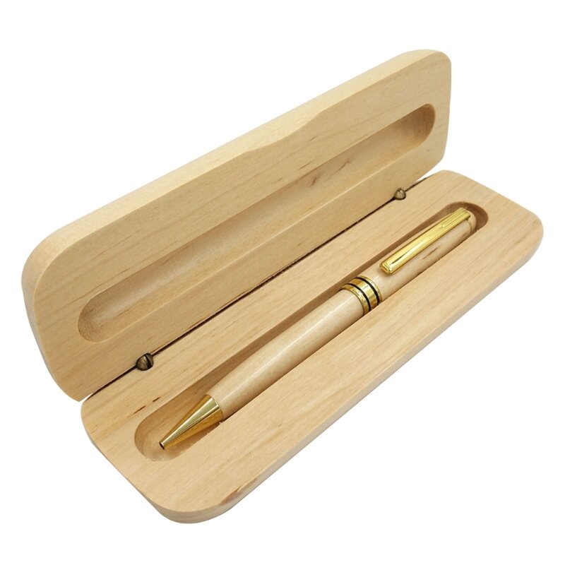 قلم حبر جاف متعدد الوظائف مع صندوق 0.5 مم قلم توقيع خشب القيقب قلم كتابة