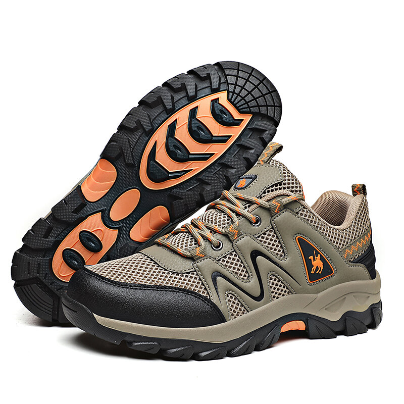 حذاء المشي لمسافات طويلة شبكي قابل للتنفس للرجال ، أحذية رياضية جبلية سوداء ، أحذية عمل خارجية ، موضة للأولاد ، الصيف والخريف ، 2023