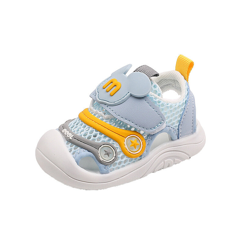أحذية رياضية شبكية جيدة التهوية لحديثي الولادة ، صنادل للأولاد الصغار ، أحذية فأرة كرتونية ، مشايات للبنات الأولى ، الصيف