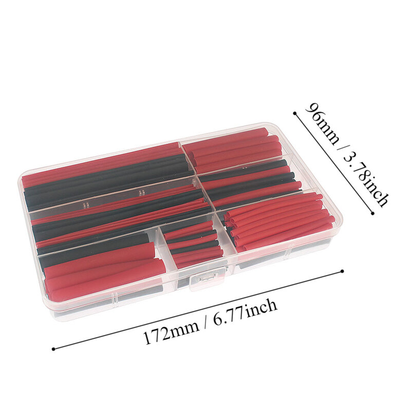 مجموعة كبلات البولي أوليفين 2:1 ، مجموعة من كابلات الألمنيوم المتنوعة ، اللون أحمر/أسود مع صندوق ، الانكماش الحراري ، غلاف الانكماش ، 150 قطعة
