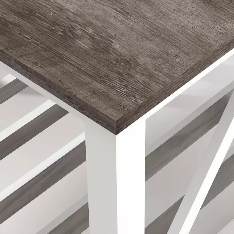 طاولة قهوة خشبية مستطيلة لغرفة المعيشة ، طاولة الكوكتيل من مستويين مع رف تخزين وتخزين على شكل حرف v