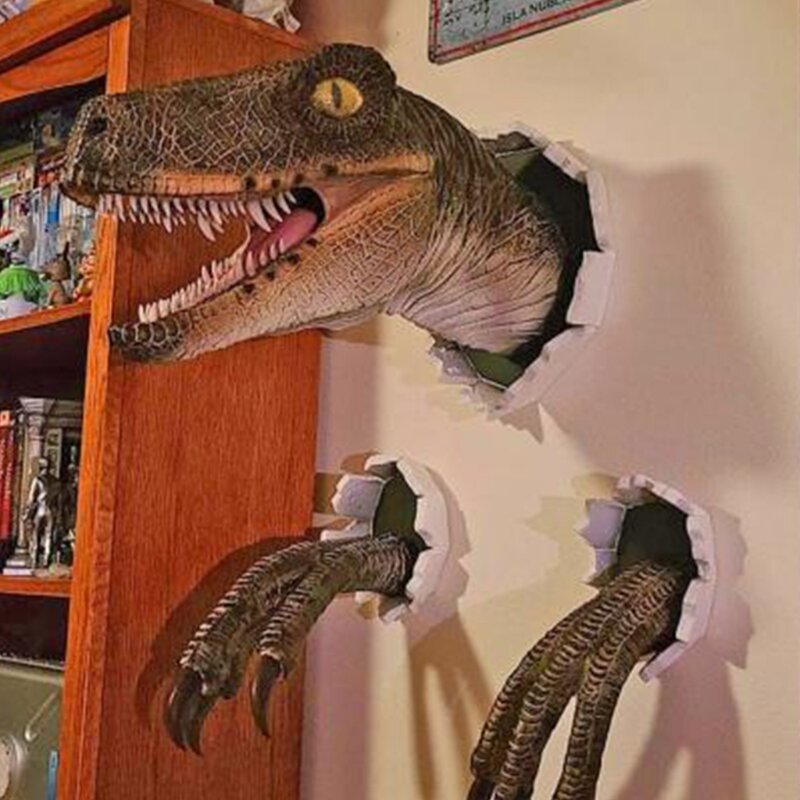 ثلاثية الأبعاد ديناصور الديكور Velociraptor مجموعة الراتنج جدار جو الدعائم الزخرفية