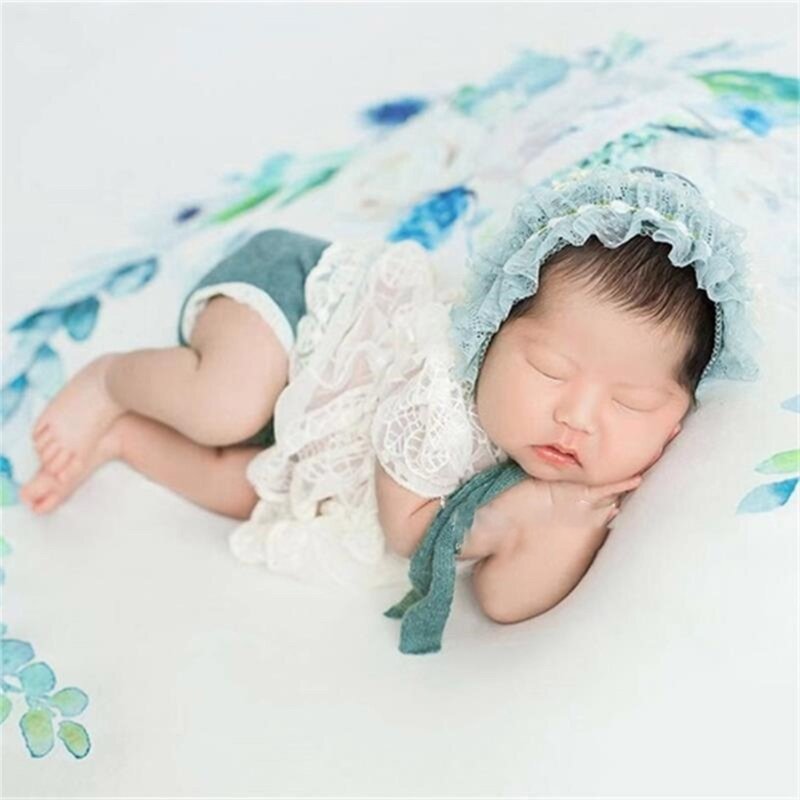 K5DD الرضع فستان الدانتيل بونيه قبعة صور زي التقاط الصور الدعائم هدية استحمام لحديثي الولادة