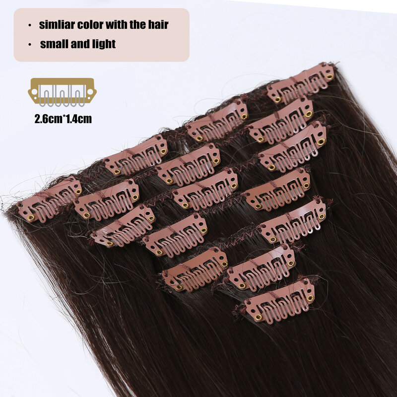 الاصطناعية مشبك مستقيم في الشعر التمديد للنساء ، طويل الشعر الطبيعي وهمية ، أسود ، براون ، الشعر سميكة ، مقاومة للحرارة ، أومبير