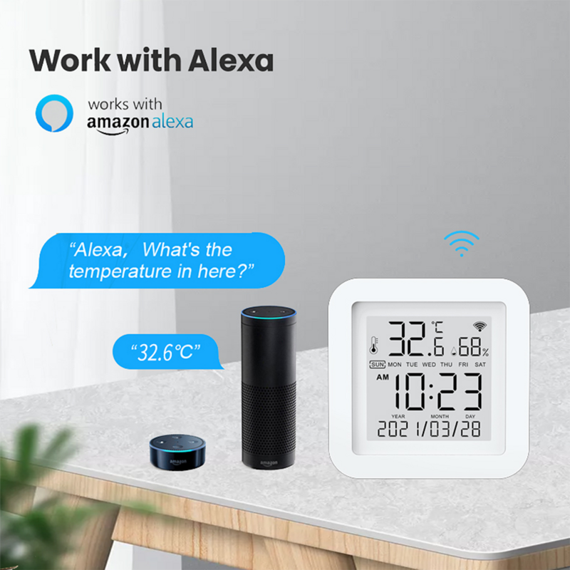 Tuya APP واي فاي استشعار درجة الحرارة/الرطوبة للمنزل الذكي SmartLife ميزان الحرارة الرطوبة دعم اليكسا جوجل مساعد