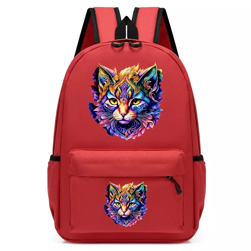 حقائب ظهر قطة زهرية لطيفة بألوان مائية للمراهق ، حقيبة مدرسية لرياض الأطفال ، حقيبة كتب ، أولاد وبنات ، حقيبة ظهر للحيوانات