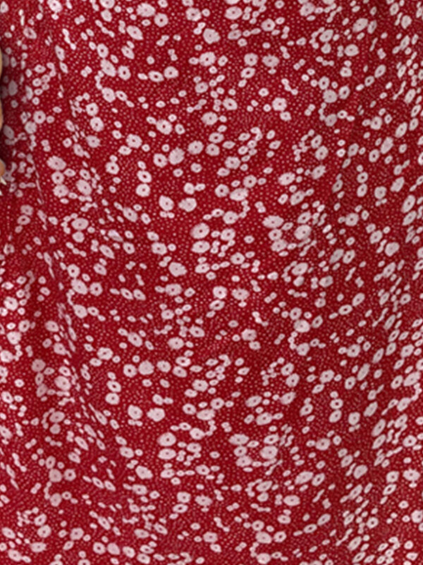 فستان نسائي فنجاني منقوش عليه زهور فساتين جانبية أنيقة 2023 مقاس كبير منقط على شكل حرف a فستان صيفي