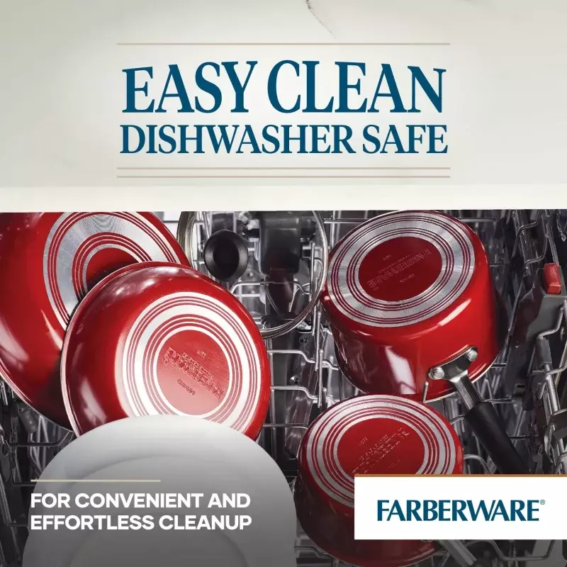 Farberware-مقلاة سيراميك حمراء غير لاصقة ، سهلة التنظيف للمحترفين ، 10 بوصة