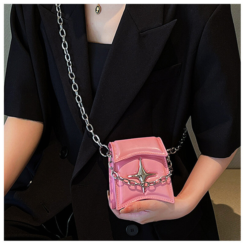 حقيبة كتف كلاسيكية من جلد البولي يوريثان للنساء ، حقائب كروس صغيرة ، محفظة نقود ، فتيات رائعات ، سلسلة ، موضة ، Y2K