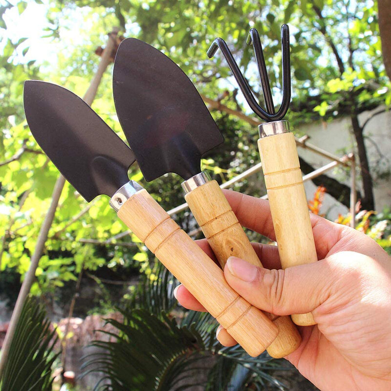 3 قطعة البستنة أداة مجموعة اليد زراعة صغيرة مقبض الخشب مجرفة مجرفة أدوات البستنة للزهور النضرة