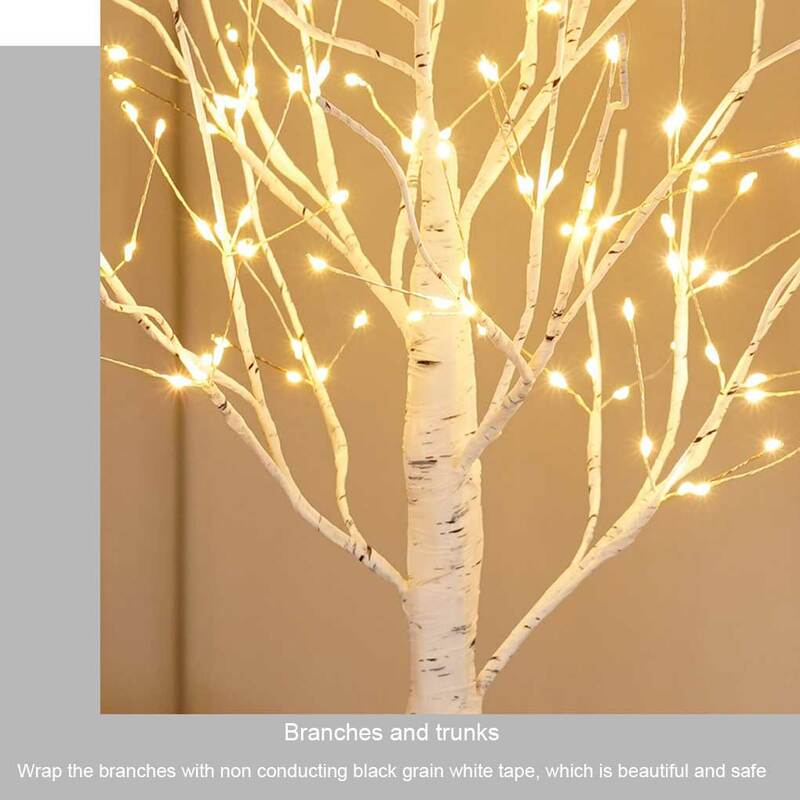 شجرة البتولا متوهجة فرع ضوء ، ليلة LED ضوء للمنزل ، غرفة نوم ، حفل زفاف ، زينة عيد الميلاد ، 144 Leds