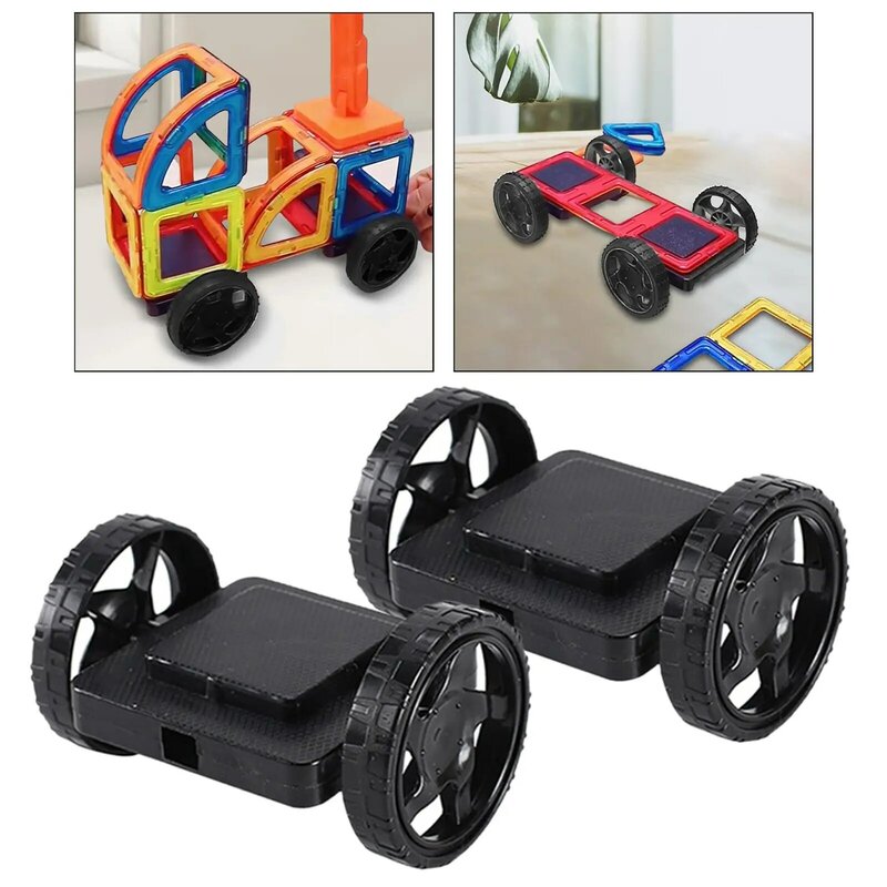 مغناطيس اللبنات مع عجلات قاعدة للطفل ، ألعاب البناء التعليمية ، هدية ما قبل المدرسة ، عجلة مجموعة ، 2x