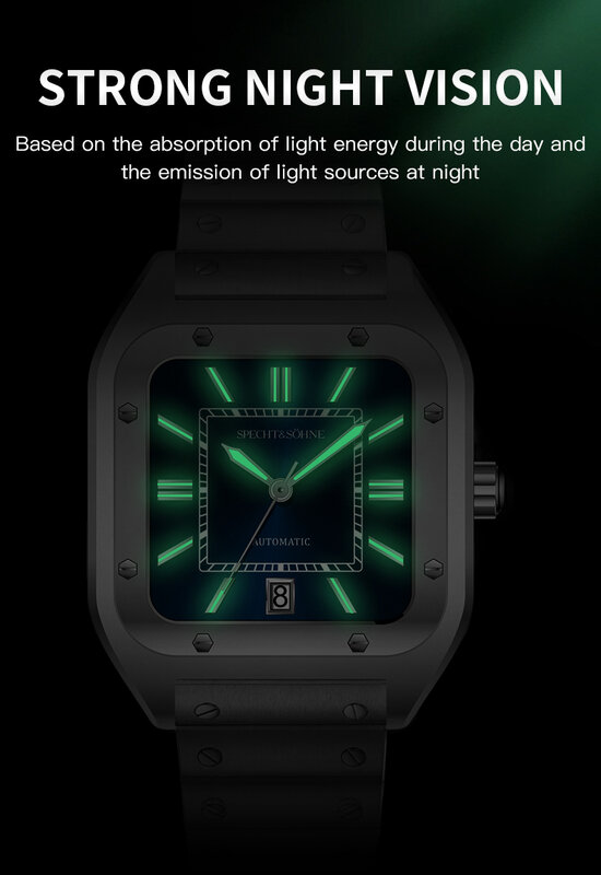ساعة ميكانيكية أوتوماتيكية للرجال من Specht & Sohne ، ساعات من الفولاذ المقاوم للصدأ باللون الأخضر والياقوت ، جودة عالية ، جديدة ، 37 روض ،