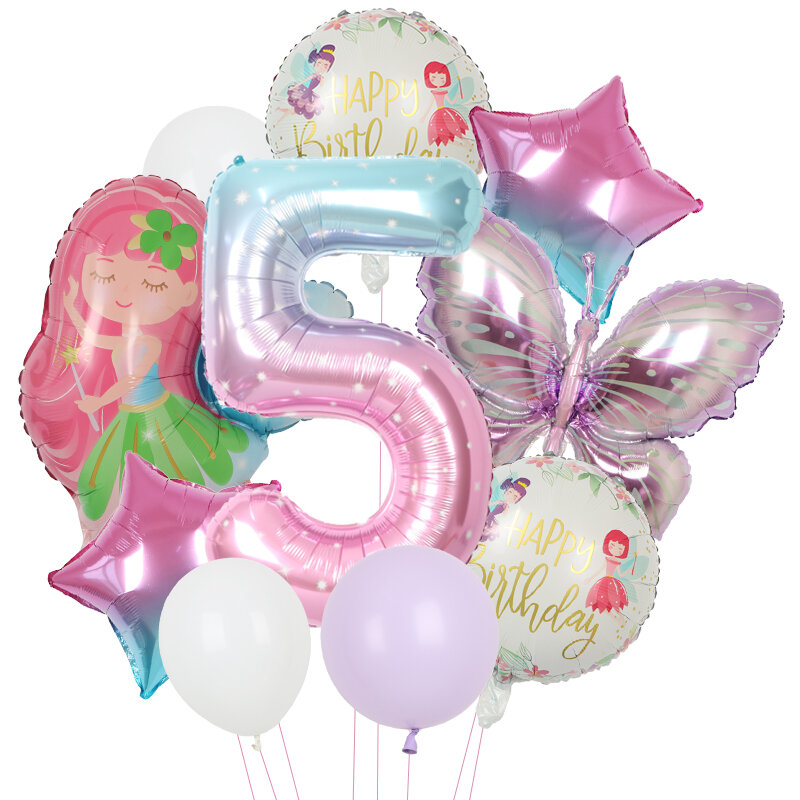 مجموعة بالونات الفراشة ثلاثية الأبعاد ، كرة فويل بأرقام متدرجة ، استحمام الطفل ، عيد ميلاد الفتاة ، لوازم ديكور حفل الزفاف ، 40 "، 10" لكل مجموعة