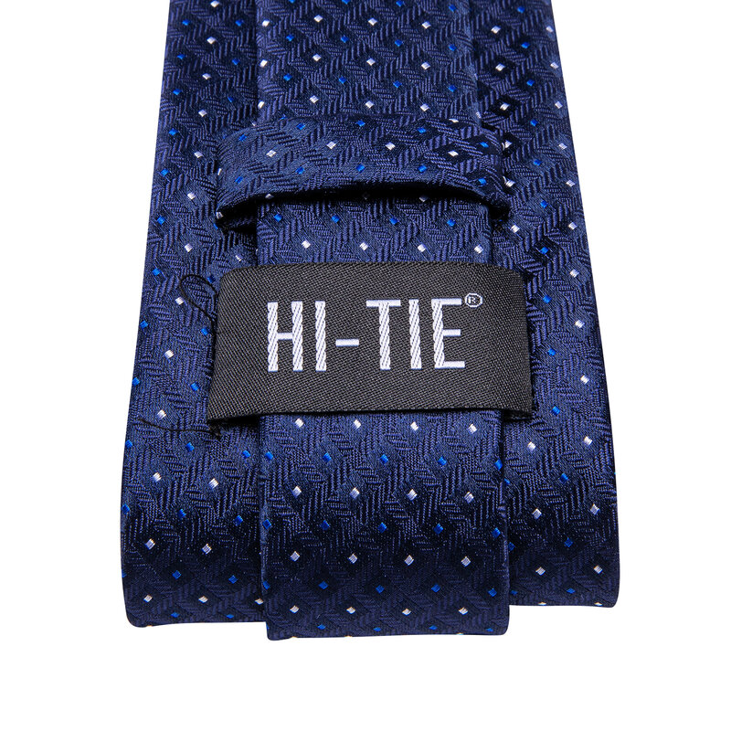 ربطة عنق عالية الجودة مصمم ربطة عنق زرقاء كحلي منقط للرجال ، علامة تجارية عصرية ، ربطة عنق لحفلات الزفاف ، أزرار أكمام يدوية ، تجارة الجملة