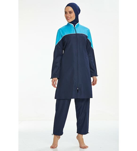 مارسيفا 0552-22 الأزرق الداكن الداكن الكامل مغلق الحجاب ملابس السباحة
