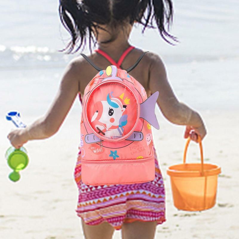 الأطفال الجافة الرطب تخزين حقيبة فصل الشاطئ على ظهره الكرتون لطيف ملابس السباحة الأحذية حقيبة السفر الانتماء المنظم