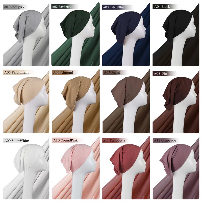 شال فيسكوز رايون خفيف ، حجاب عادي رقيق مع قبعات ، وشاح رأس مسلم ، أغطية رأس عصرية ، جودة عالية ، 180 سنتيمتر x 85 سنتيمتر ، 1 Set