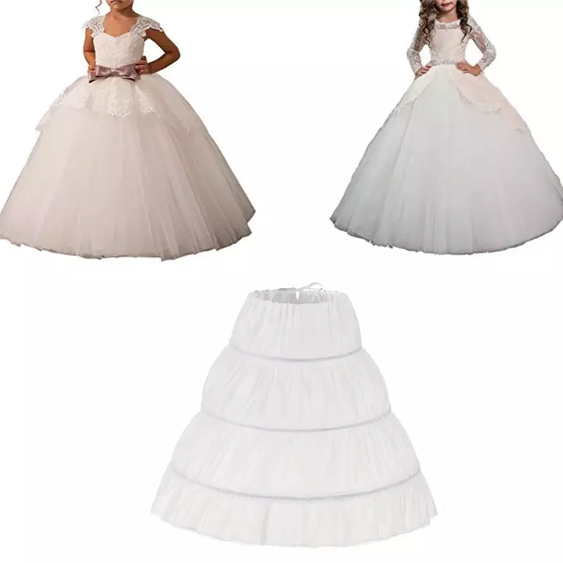 الأطفال طفل فتاة فستان ثوب نسائي كرينولين تنورة اكسسوارات الزفاف لزهرة رقيق ثوب نسائي تنورة 3 الأطواق