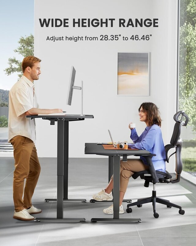 مكتب كهربائي قابل للتعديل الارتفاع قابل للتعديل ، كمبيوتر ذاكرة مكتب منزلي ، مكتب الوقوف للجلوس ، أسود ، 48 × 24 بوصة