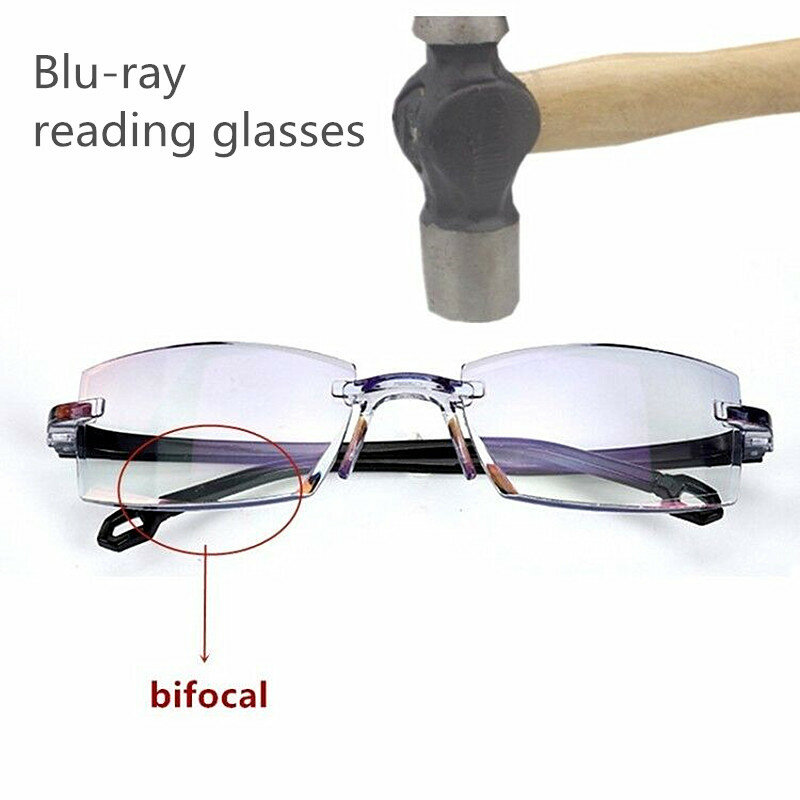 2020 الرجال النساء بدون إطار نظارات للقراءة ثنائية البؤرة البعيدة بالقرب من مكافحة الضوء الأزرق نظارات التكبير نظارات طويل النظر ديوبتر okulary