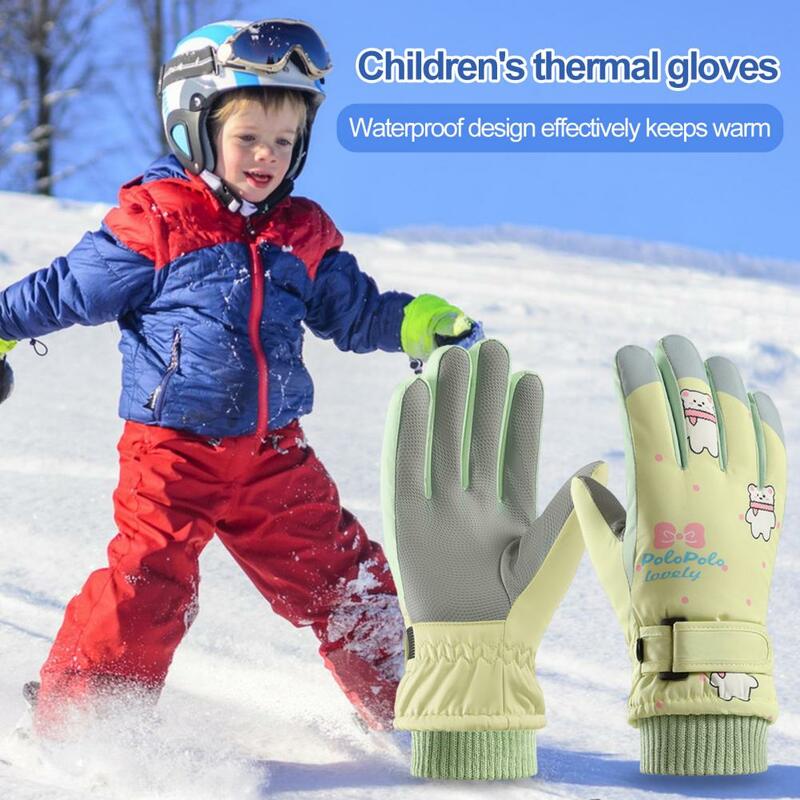 قفازات تزلج صوفية مقاومة للرياح للأطفال ، قفازات حرارية تعمل باللمس ، قفاز دافئ للثلج على الجليد في فصل الشتاء للأطفال ، زوج واحد