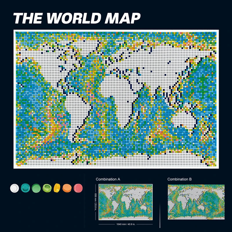 11695 قطعة خريطة العالم فسيفساء بنة نموذج لعبة متوافق 31203 61203 هدايا عيد الميلاد في الأوراق المالية