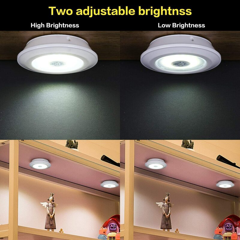 عكس الضوء 3 واط COB تحت خزانة مصباح LED ضوء الليل التحكم عن بعد خزانة مفتاح الإضاءة دفع زر Stairs المطبخ الحمام