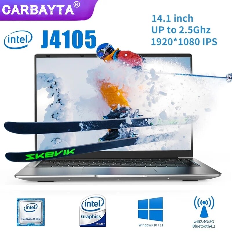 كمبيوتر CARBAYTA-Intel J4105 ويندوز 10 برو ، كمبيوتر محمول 14.1 بوصة ، إنتل ، DDR4 ، ذاكرة الوصول العشوائي 6 GB ، 128 GB ، 256 GB ، 512GB SSD ، 2.4G ، 5.0G WiFi ، بلوتوث