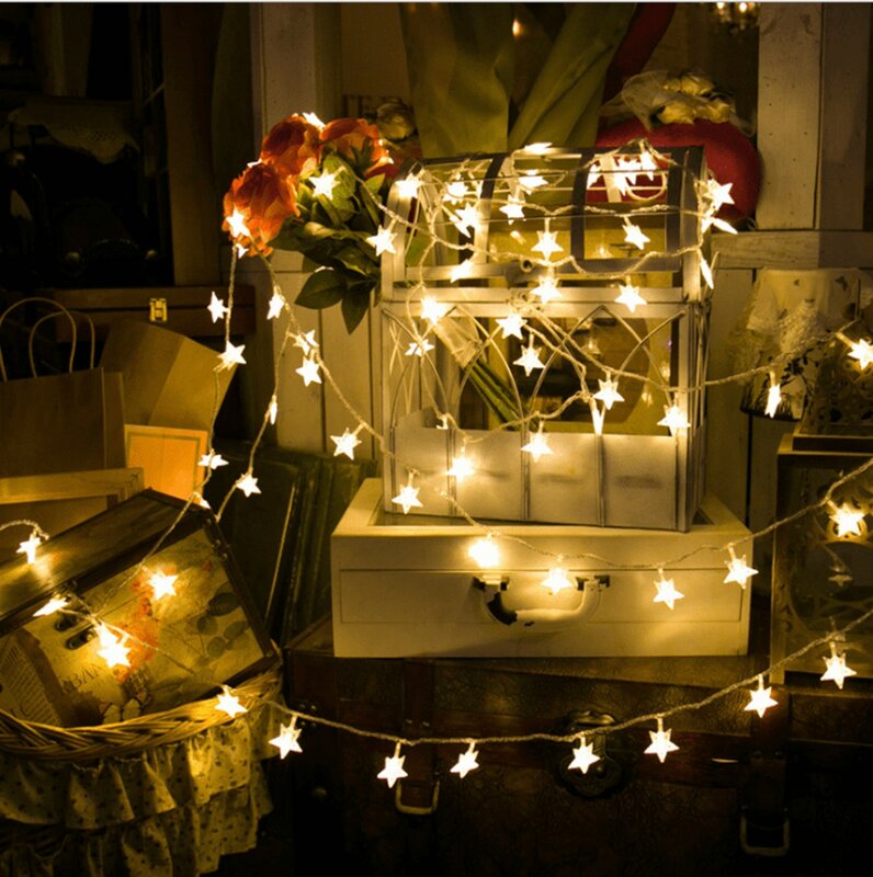ضوء سلسلة USB على شكل نجمة للتجمعات العائلية ، ضوء داخلي أبيض دافئ ، زينة عيد الميلاد ، 20 مصباح ، 9.84ft