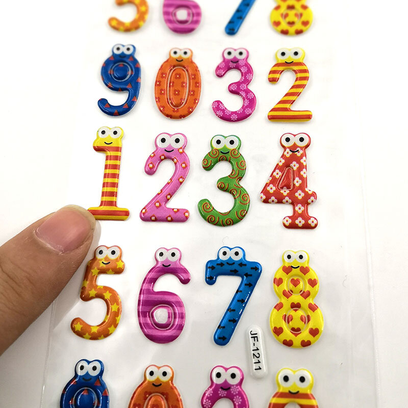 10 Sheets 3D Digital Alphabet Series Stationery Sticker For Kids Gift Fashion Cartoon Stickers Office School Supplies