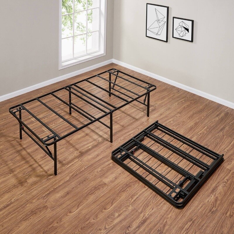 ماينفيش-إطار سرير فولاذي قابل للطي ، منصة رفيعة المستوى ، 18 بوصة ، أسود