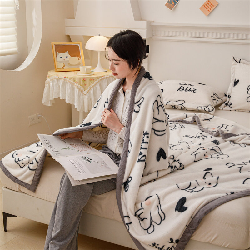 بطانية منقوشة دافئة من YanYangTian ، بطانية مريحة ، غطاء سرير كرتوني ، أحادي اللون ، مكتب ، متعدد الوظائف ، سفر ، شتاء