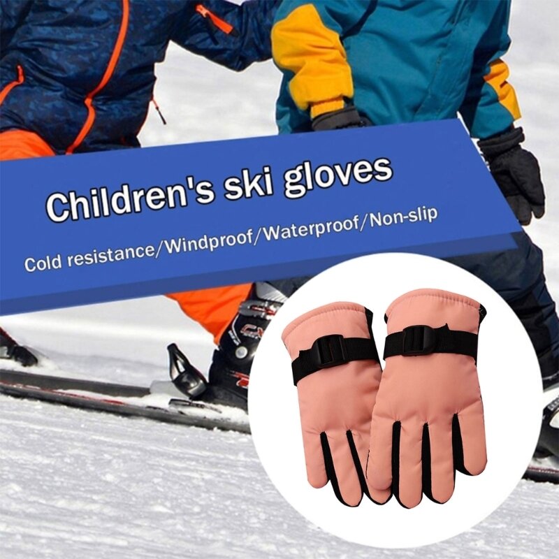 قفازات الثلوج الشتوية للأطفال قفازات مقاومة للماء كاملة الأصابع قفازات حرارية