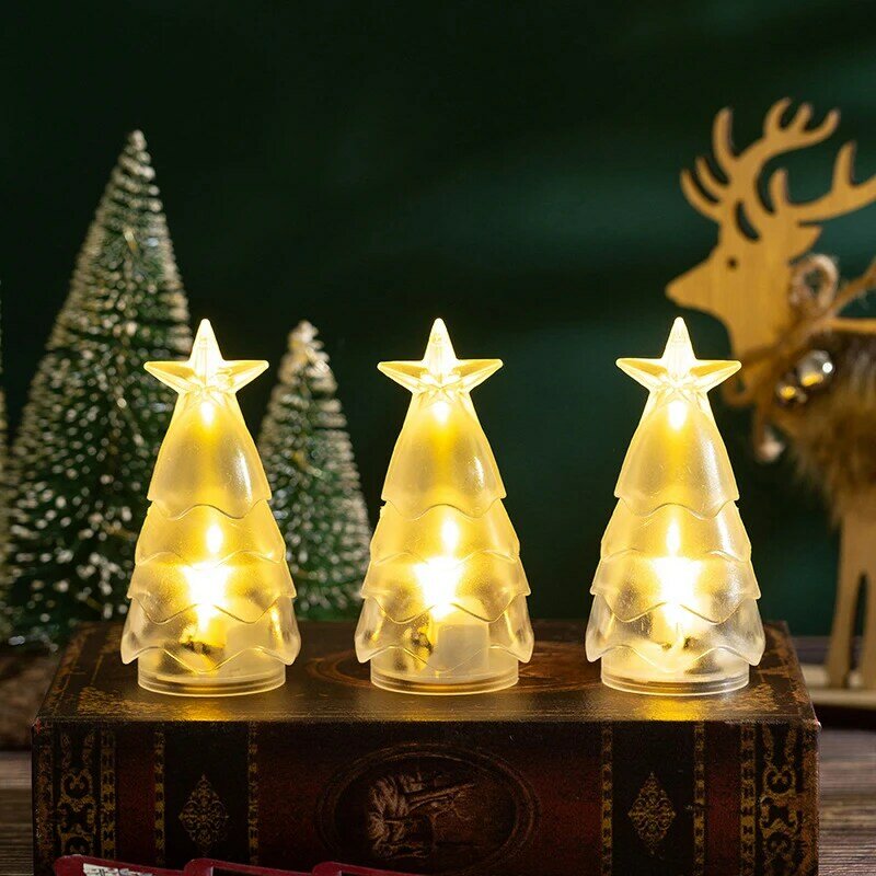 مضيئة صغيرة شجرة عيد الميلاد LED مصباح الليل ، أضواء شمعة الإلكترونية ، جو الإضاءة ، حفل زفاف ، زينة عيد الميلاد