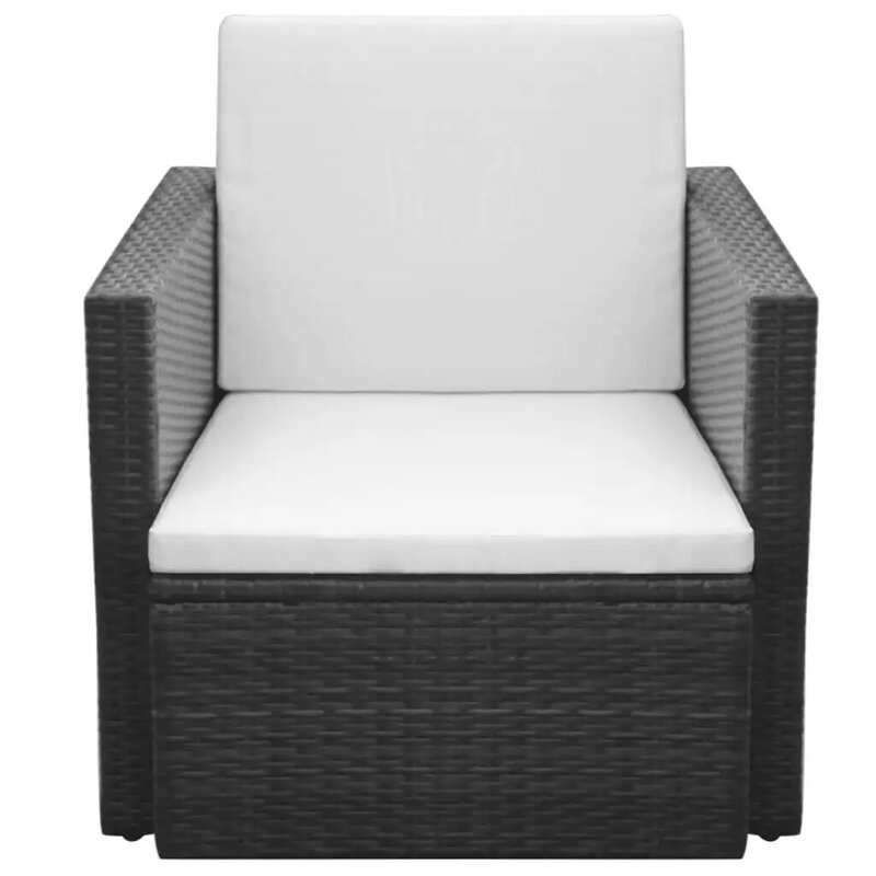 كرسي باحة مع وسائد ووسائد بولي راتان أسود 25.6 "x 25.6" x 28.7 "كرسي للاستعمال في المناطق الخارجية أثاث خارجي