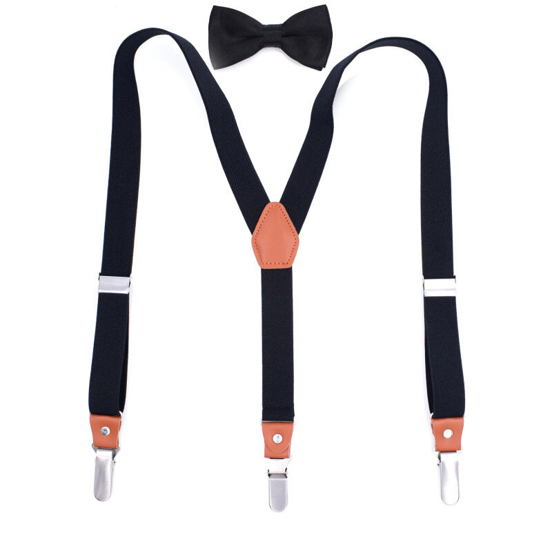2.5x110 سنتيمتر الصلبة ربطة القوس التعادل الحمالات مجموعة للرجال النساء 3 كليب الجلود الحمالات الكبار ربطة القوس Braces البحرية مع صندوق