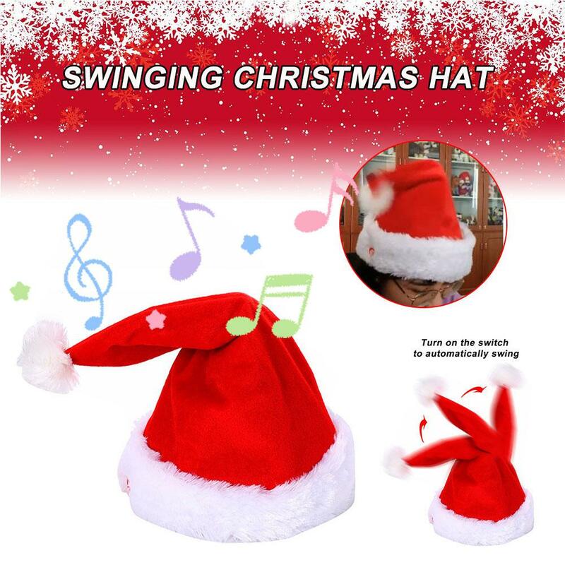 الكهربائية مضحك سانتا قبعة مع موسيقى عيد الميلاد والغناء والرقص ، والاكسسوارات زي للعروض ، لعبة ، G8V0