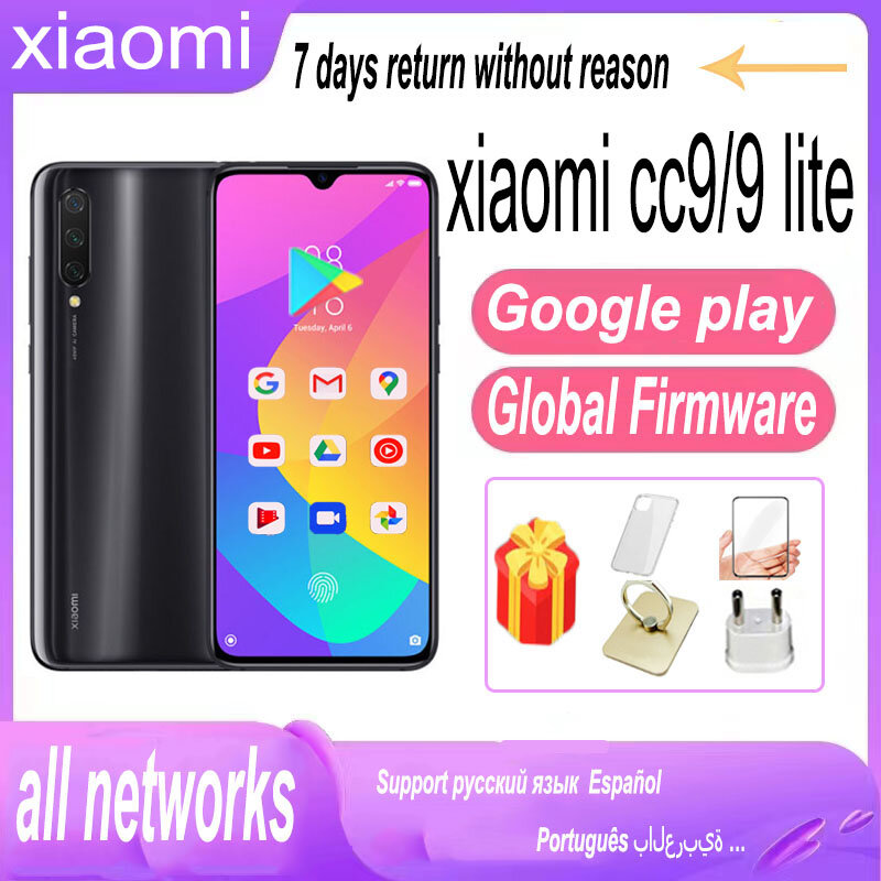 Xiaomi-smartphone 9 lite/cc9 4g ، شحن سريع ، سناب دراجون ، 48 ميجا بكسل + 32 18 واط ، البرامج الثابتة العالمية الأصلية