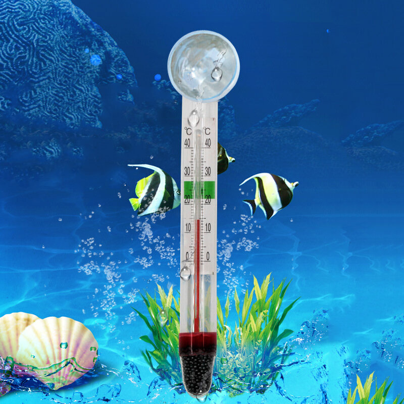 مقياس حرارة حوض السمك خزان الأسماك ميزان الحرارة لدرجة حرارة المياه أحواض السمك الدبابات الملحقات مع قياس كوب الشفط