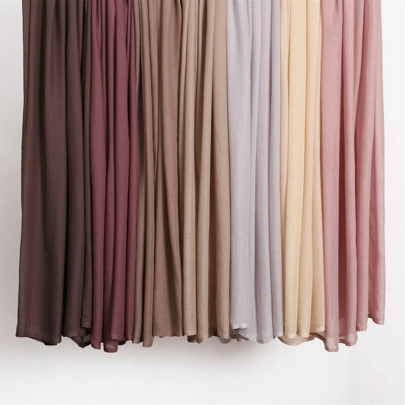 Soft 100%Viscose Solid Color Scarf Fashion Wide Edge Thin Hijabs High Quality Foulard Femmes Musulmane Headscarf Voile Jersey