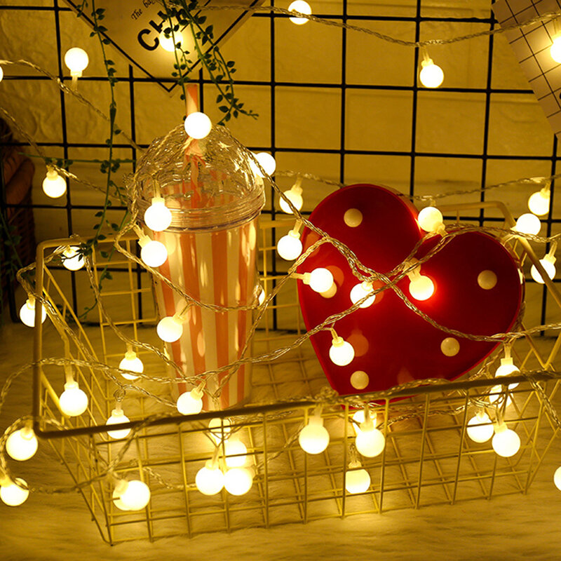20/40/80 LED عيد الميلاد جارلاند سلسلة أضواء البطارية بالطاقة غلوب الكرة الجنية أضواء لعيد الميلاد شجرة حفل زفاف السنة الجديدة ديكور