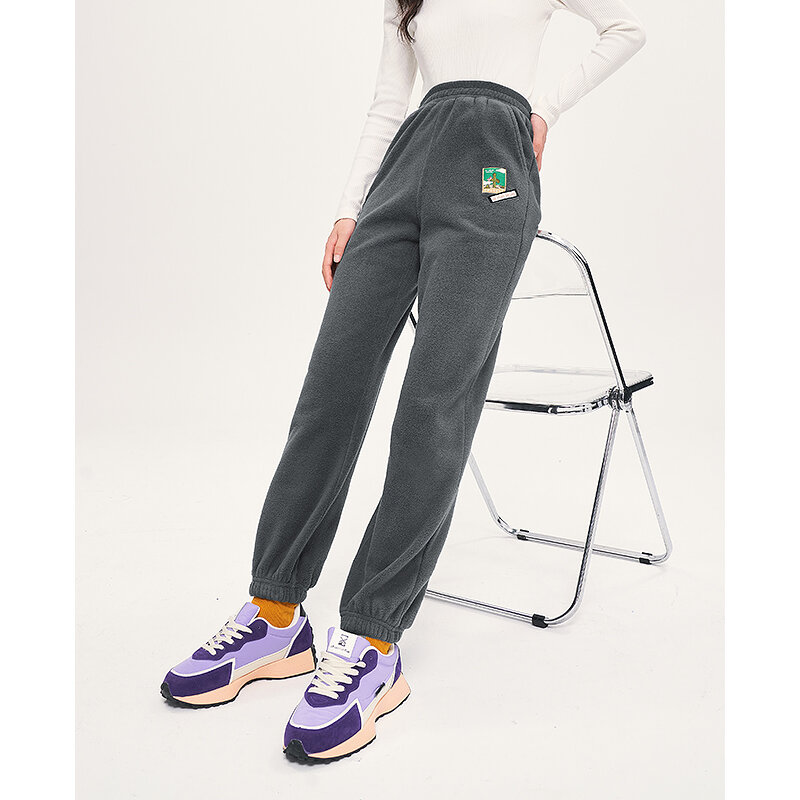 Toyouth النساء الصوف Sweatpants 2022 الشتاء مرونة الخصر مستقيم طويل بنطلون لينة الدافئة عادية الشارع الشهير بنطلون رياضي