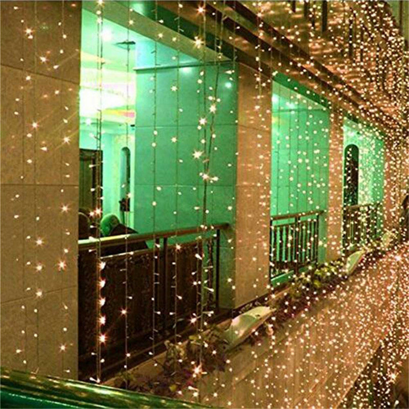 أضواء ستارة جليد لتزيين المنزل ، جارلاند خرافية ، عيد الميلاد ، الزفاف ، الحفلات ، الحديقة ، V ، EU ، 3x3m ، 300led