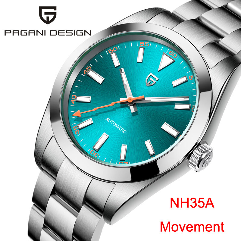جديد الرجال الساعات PAGANI تصميم العلامة التجارية الفاخرة الميكانيكية ساعة الرجال NH35 الرياضة الأعمال الغواصة ساعة اليد الأزرق الهاتفي PD-1733