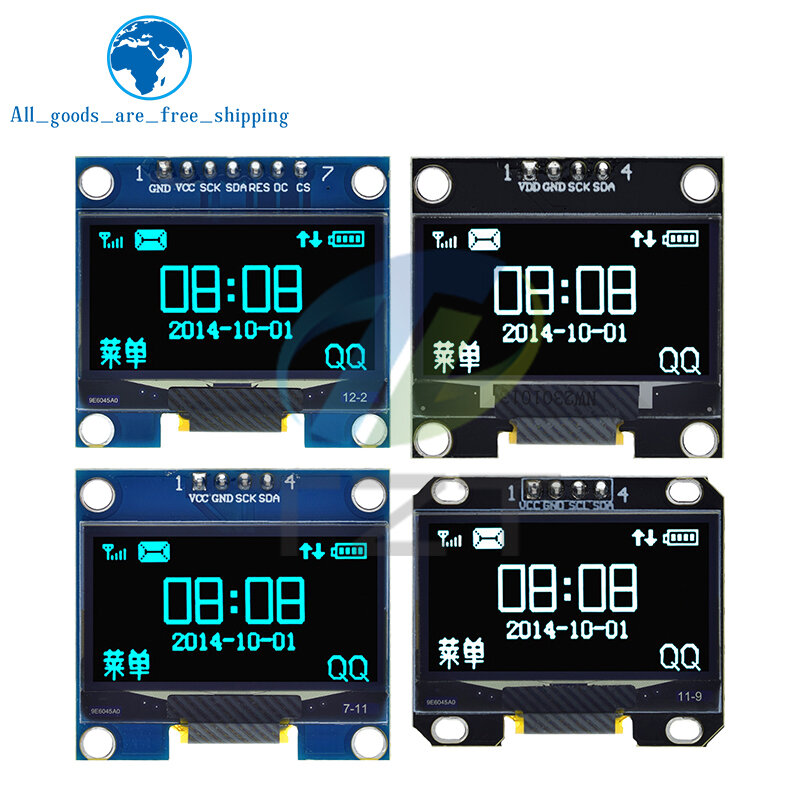 TZT-OLED وحدة العرض LCD ، 1.3 بوصة ، SPI ، IIC ، I2C ، التواصل الأبيض والأزرق اللون ، وحدة عرض LED ، 128x64