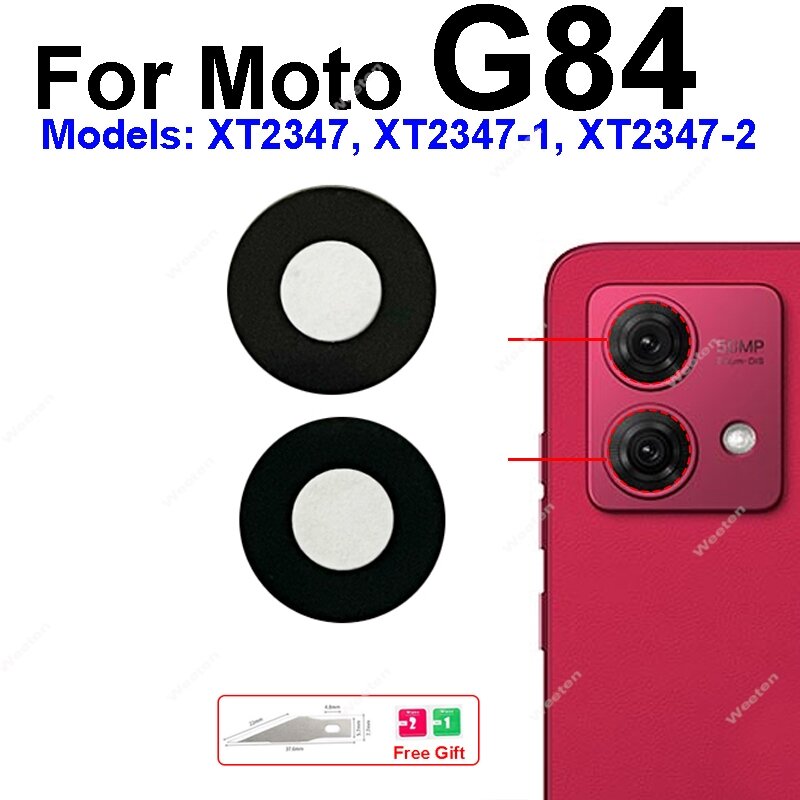زجاج عدسة الكاميرا الخلفية لموتورولا موتو g14 g24 g34 g54 g84 g42 g24 power ، أجزاء إصلاح لاصقة لاصقة
