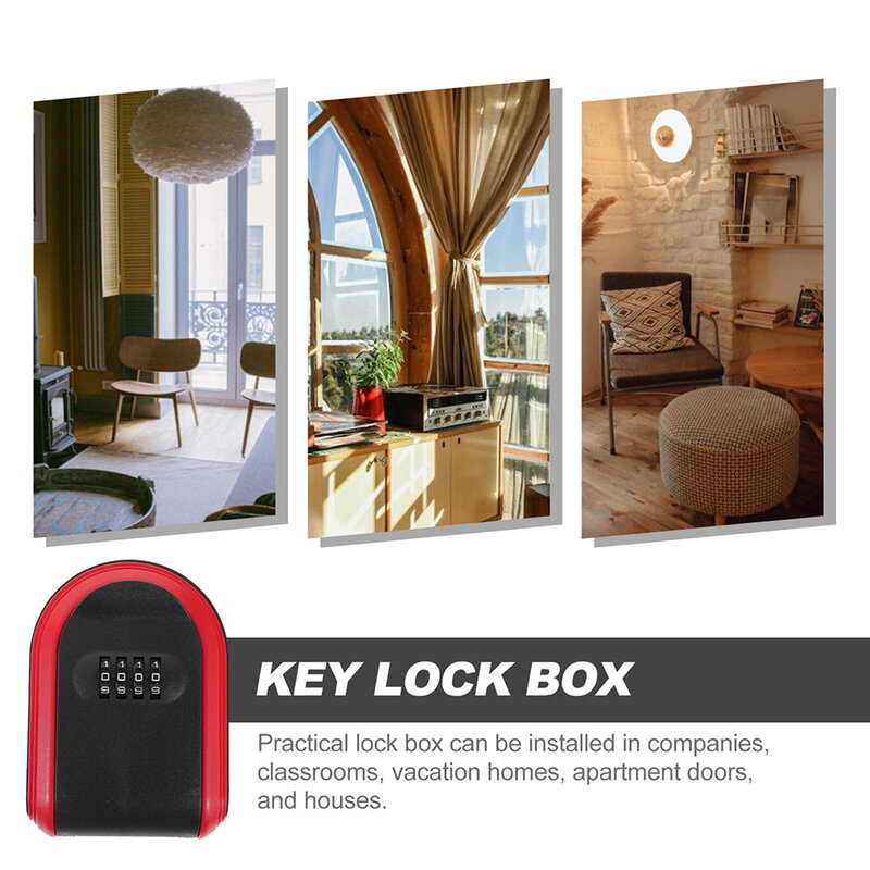 صندوق تخزين مفتاح مثبت على الحائط ، قفل رمز الأمان ، 4 كلمة مرور رقمية الجمع ، منظم المنزل والمكتب